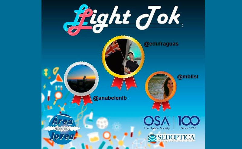 Eduardo López primer Premio del Concurso LIGHT TOK 2020,  Ana Belén López segundo Premio y María Ballesta tercer Premio