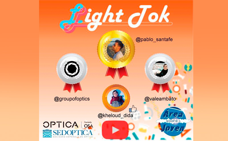Pablo Santafé primer Premio del Concurso LIGHT TOK 2020, Valeria Hernández  y Francis Rey segundo Premio, Berramdane Kheloud Premio popular