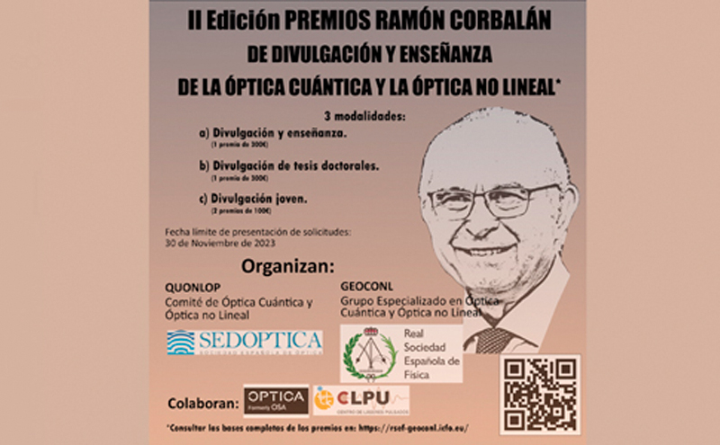 II Premios Ramón Corbalán de Divulgación y Enseñanza de la Óptica Cuántica y la Óptica No Lineal